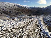 Glen Finglas loop. Ice and hard snow starting to appear