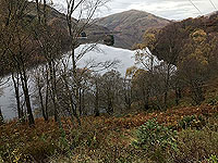 Glen Finglas loop. First sight of the reservoir from close to the dam