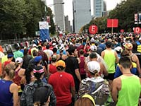 Chicago marathon. Waiting to get to the start