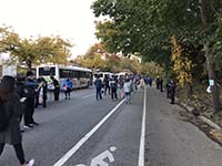 NYC Marathon. Off the bus and security check before entering the village.