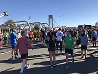 NYC Marathon. Approaching the start at the Vesserano bridge