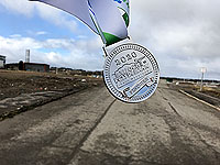 Balloch to Clydebank half. Finisher medal blocking the view of the Titan crane
