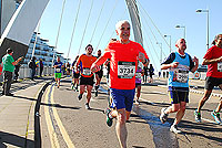 Glasgow half marathon. Crossing the Clyde and getting close to the finish