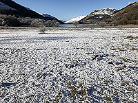 Lochs Voil and Doine. Snow at Loch Voil