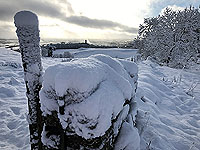 Sheriffmuir loop. Towards Wallace monument in snow